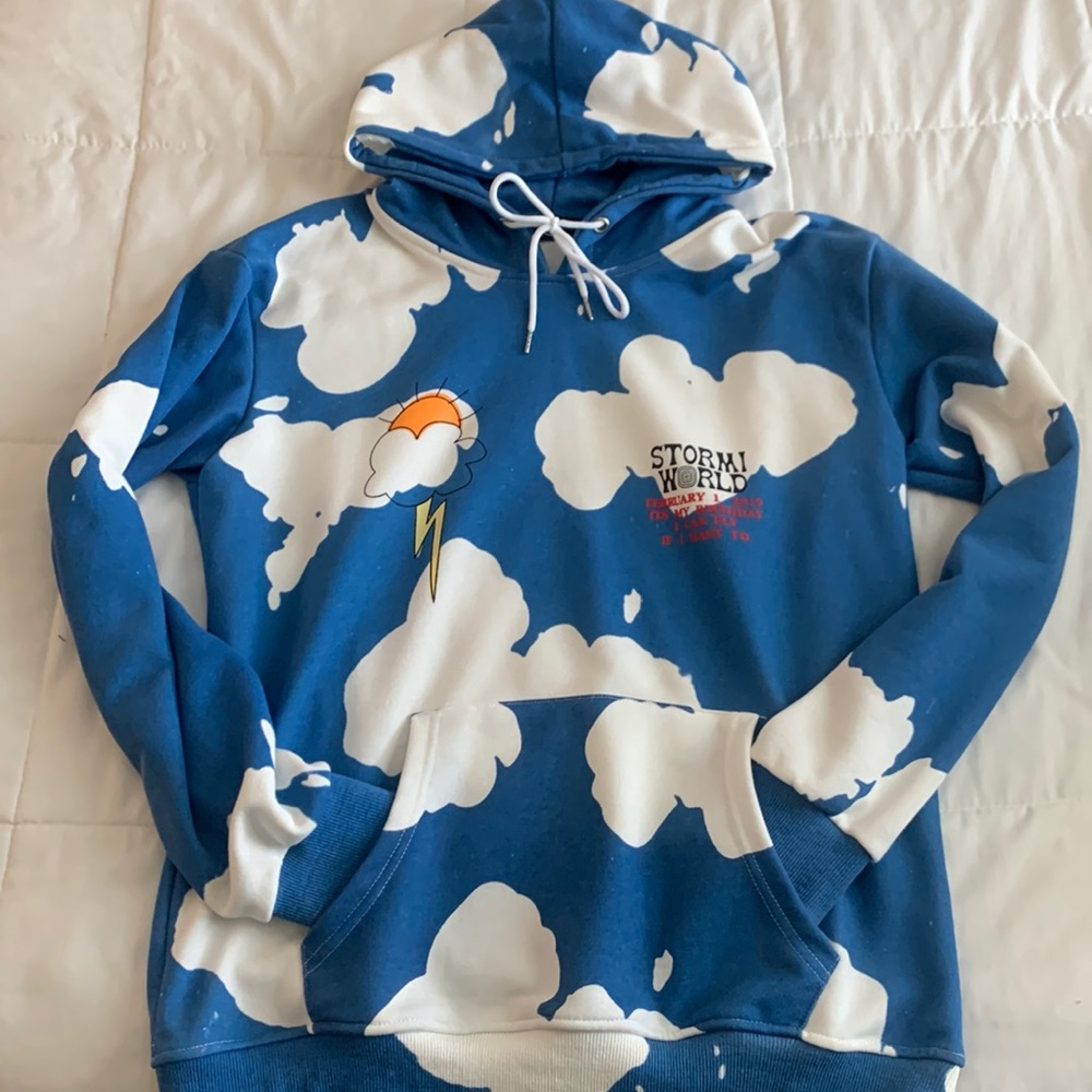 Stormi World Blue Cloud Print Hoodie
